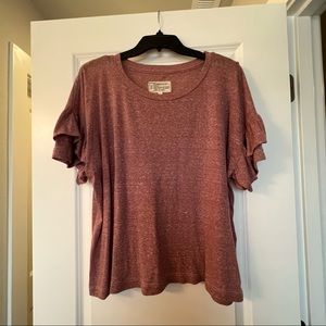 Current/Elliott pink ruffle roadie tee